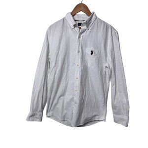 U.S. Polo Assn. Mens White Button-Down Shirt With Embroidered Logo Size S
